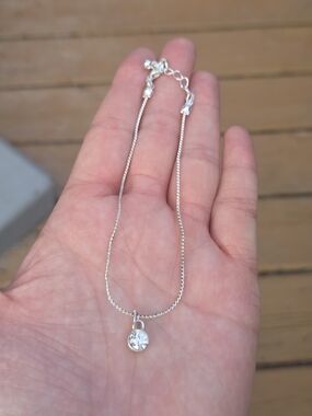 Silver Crystal Pendant Bracelet - Elegant Minimalist Jewelry